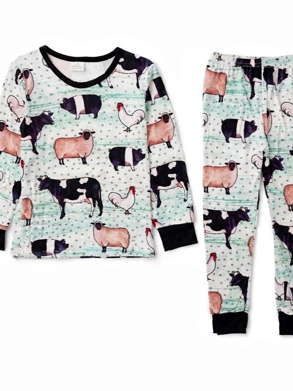 Kids Animal Print Pajama Set in Green & Black